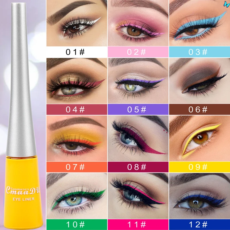 CmaaDu Halloween Must-have Color Matte Permanent Eyeliner Quick-drying Non-Smudging Liquid Eyeliner