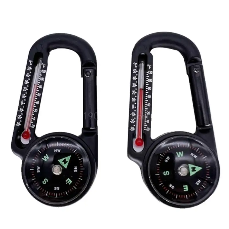 Aluminum Alloy Carabiner with Compasses & Thermometer Outdoor Mountaineering Buckle for Camping Hiking Backpacking