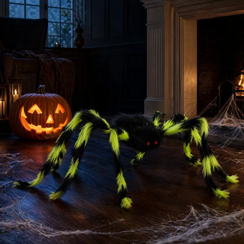 Eco-friendly Plush Spider Fake Spider Plush Furry Spider Halloween Decoration Soft Hairy Prop for Outdoor Yard Haunted House