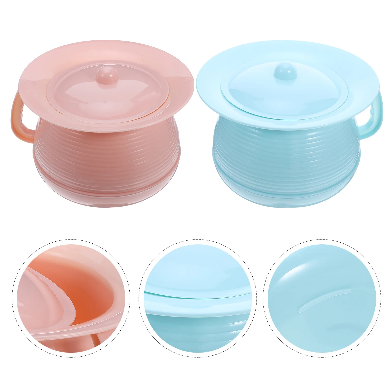 

2Pcs Chamber Pot with Lid Handle Bedside Commode Toilet for Adults Kids Portable Potty Training for Travel Nursing Home