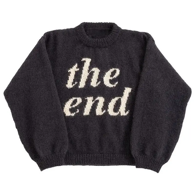 

Hip Hop Men Street Harajuku Letter Print Knitted Sweater Cleanfit Sle A-Line Sve Other Material 00% Ladies T-irt