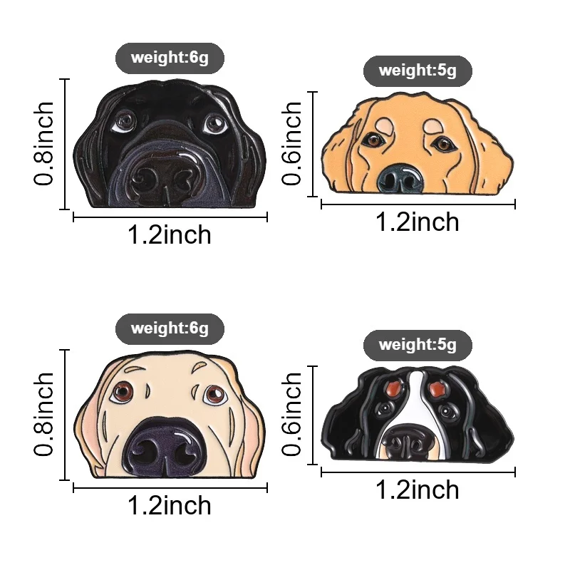 Dog Puppy Enamel Pins Labrador Golden Retriever Brooches Black Lab Lapel Badges Cute Pet Jewelry Gift for Friends