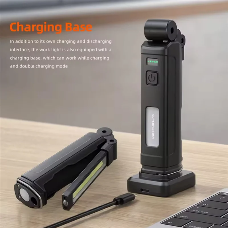 Torcia LED con luci da lavoro COB ABVT-G16-S con display a batteria ricaricabile con base magnetica per riparazioni auto