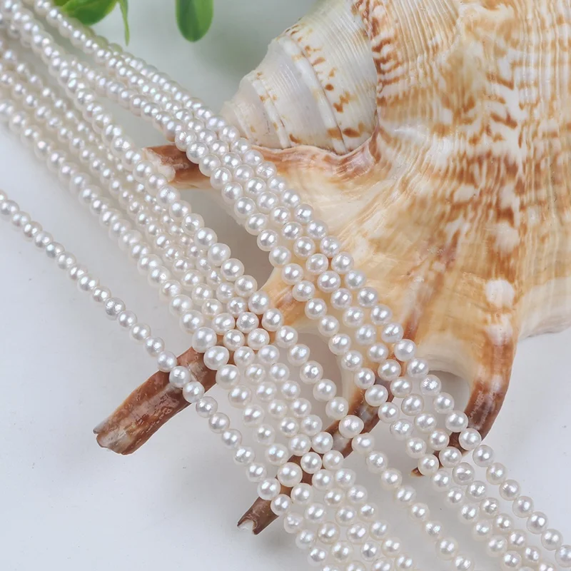 

wholesale white color 3-3.5mm natural round freshwater pearl beads strand for making jewelry