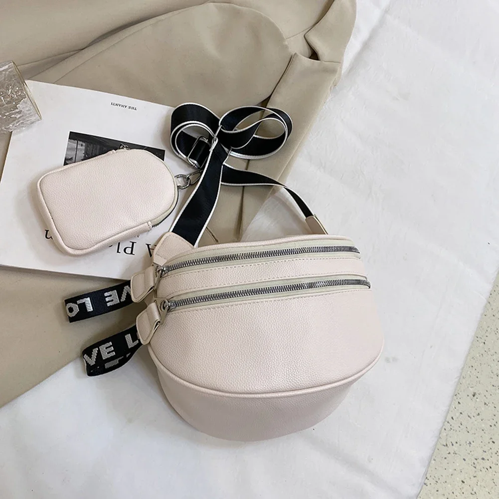 Multi-pocket Chest Bag Fashion PU Leather Funny Pack Bum Bags Casual with Mini Purse Soft Portable Adjustable for Girls Shopping