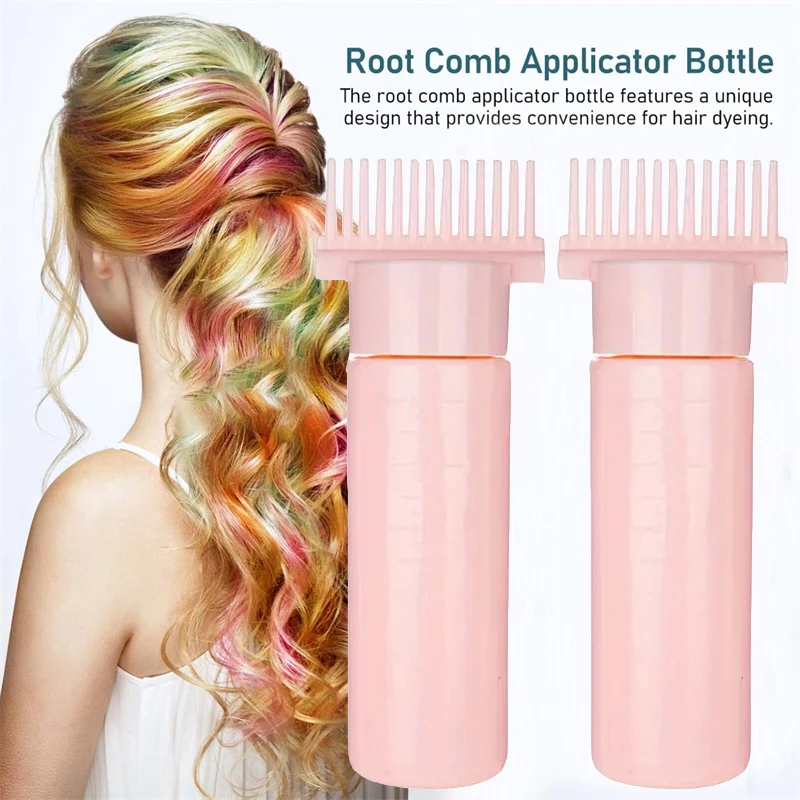 2pcs Salon Hair Oil Applicator Bottle Professional Hairdressing Dyeing Comb Bottles 180ml Hair Root Coloring Combs Applicator