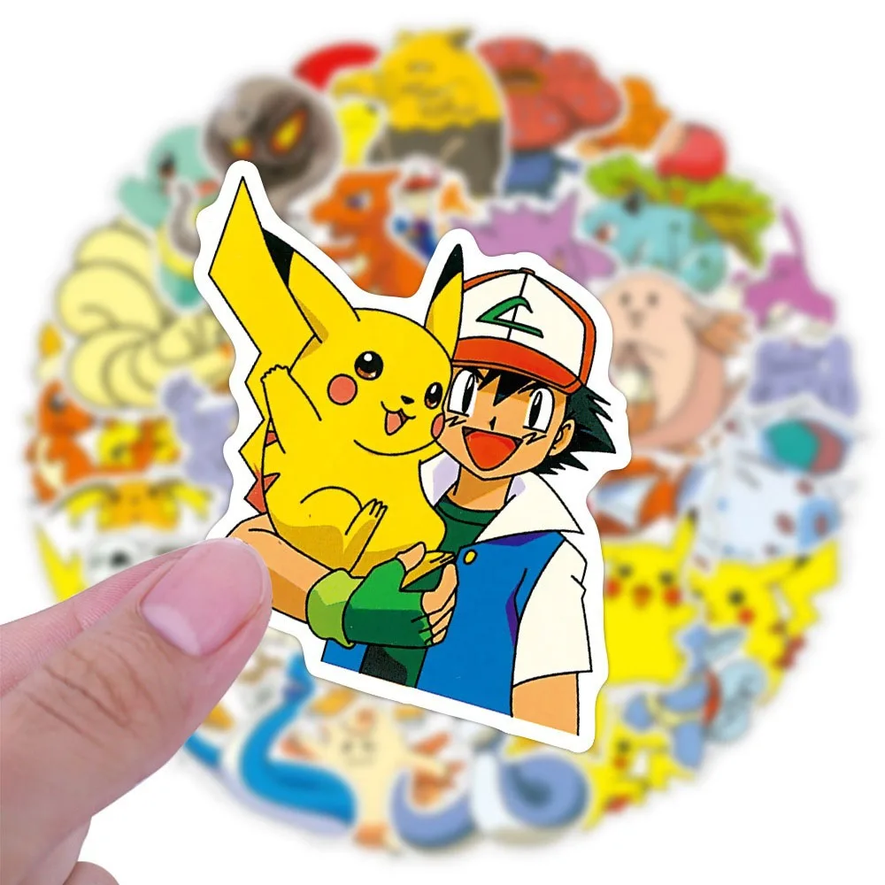 

50pcs Pikachu anime Pokemon stickers refrigerator, phone case, laptop, suitcase decoration, cartoon stickers, children's toys