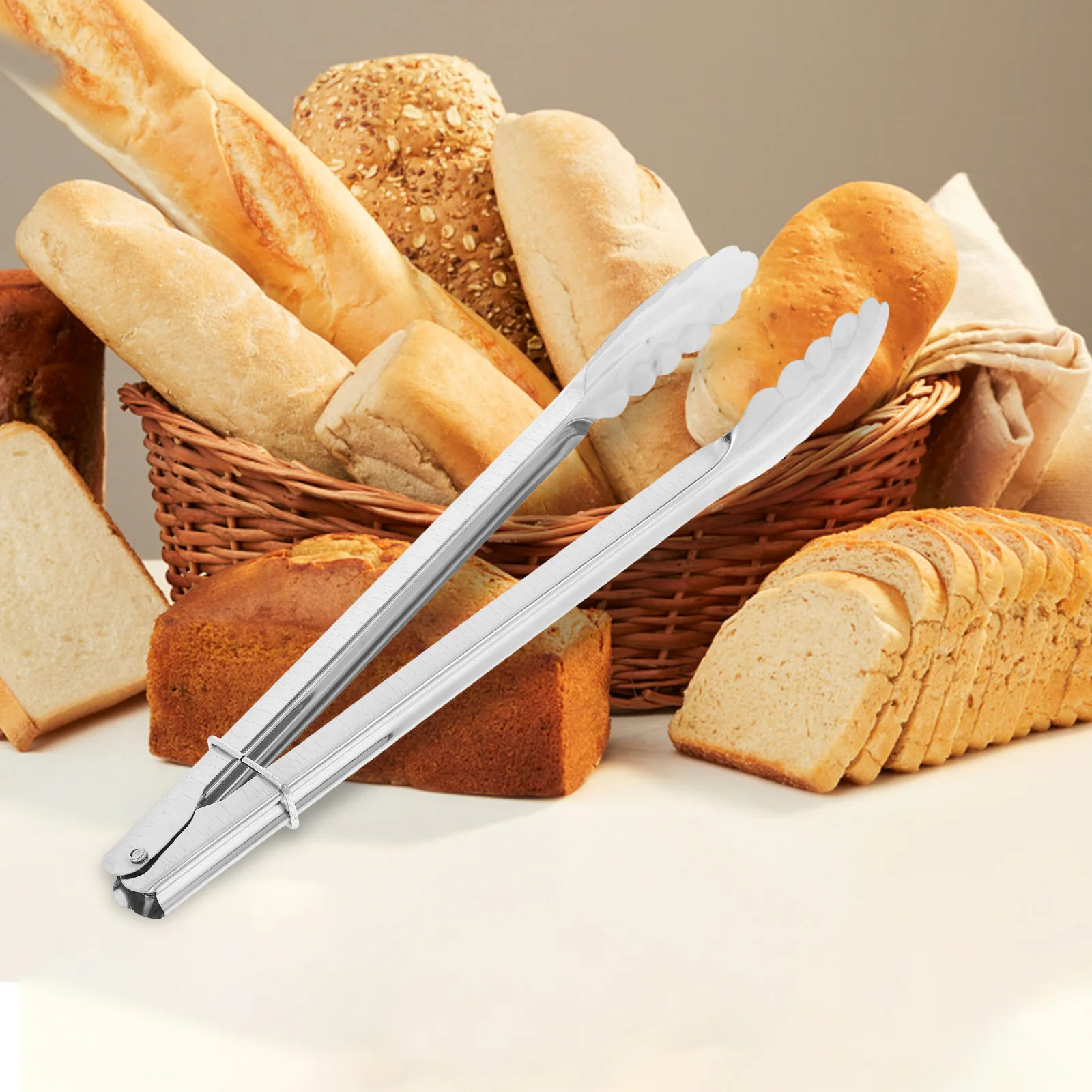 

Thickened Stainless Steel Bread Tongs Heavy Duty Grilling Tong for Outdoor Cooking Meat Fish Baking Food Serving