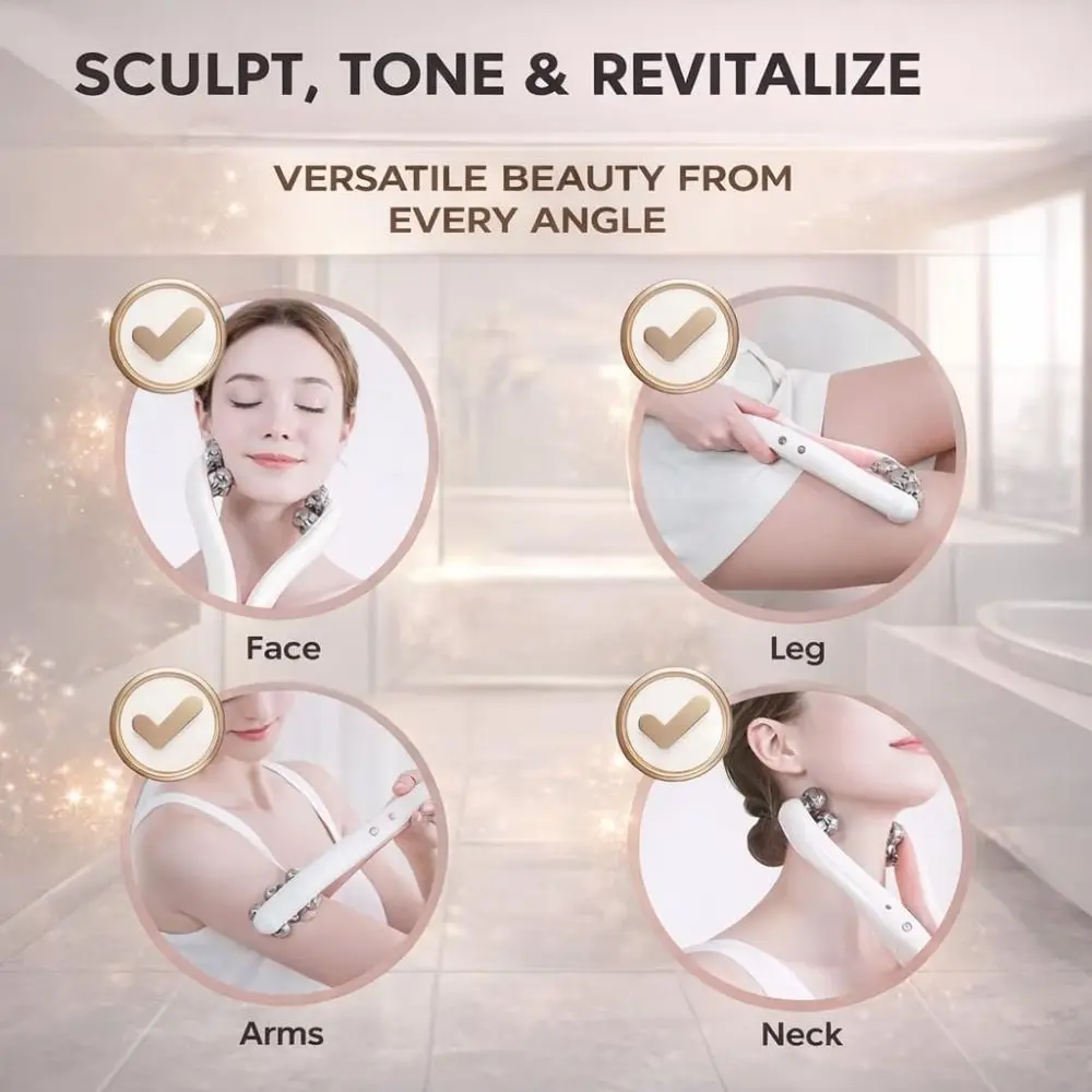

with 3D Roller Wireless Microcurrent Facial Massager Rechargeable Portable Lifting Toning Tool Easy to Use 3 Intensity Levels