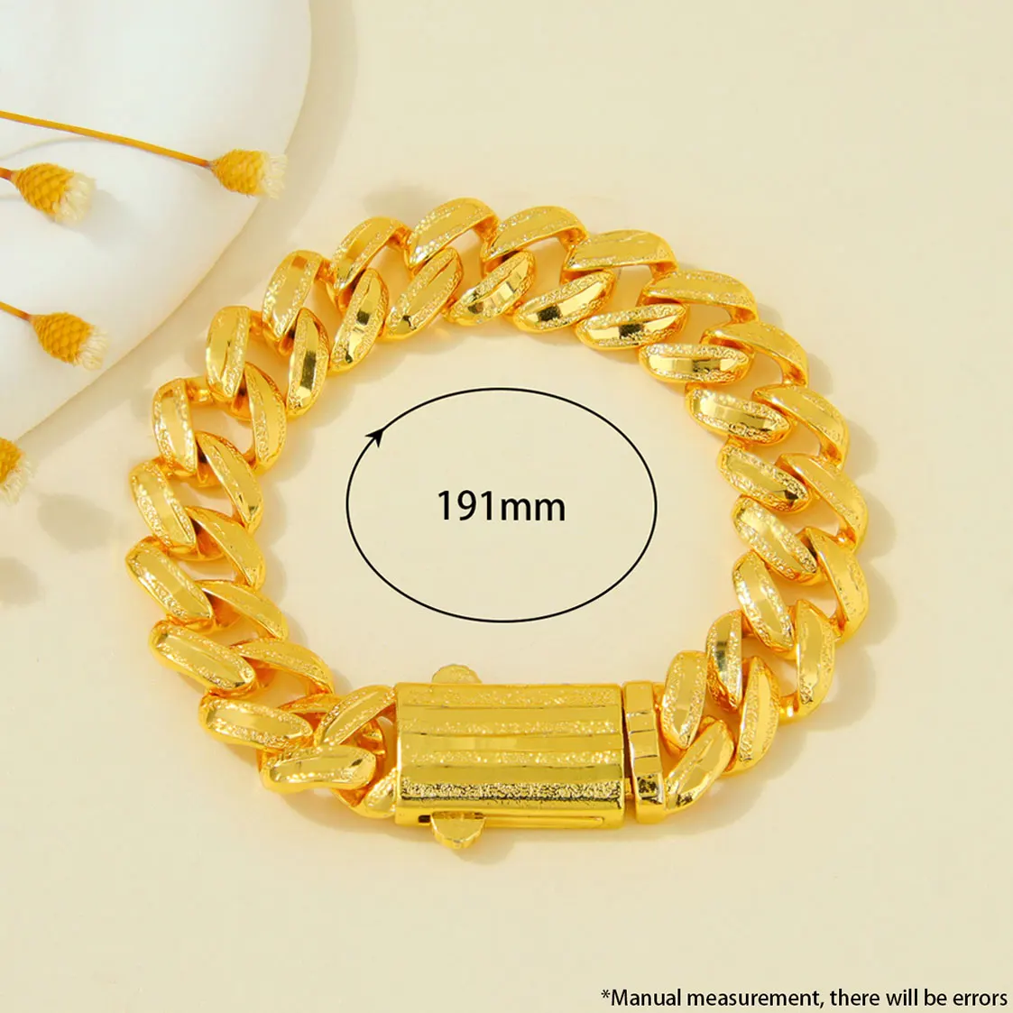 Italienisches Hip-Hop Zirkonia Armband 21k Vergoldet Dubai Mode Kubanische Manschettenarmbänder Naher Osten Islamischer Damenschmuck für Veranstaltungen und Partys – Detail 6