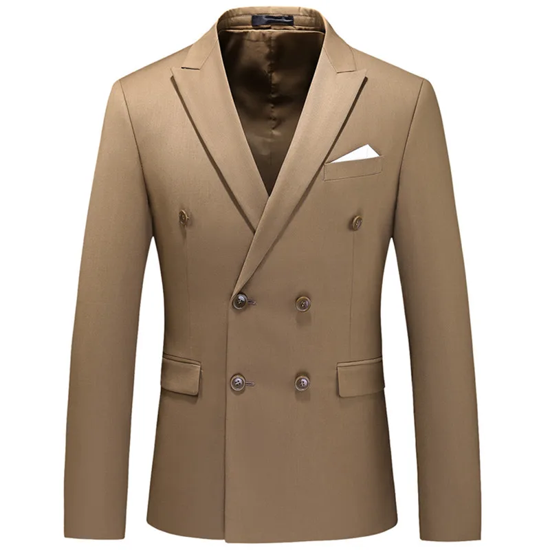 Plus Size 6XL-M Mens Double Breasted Blazer Classic New Solid Slim Fit Suit Jacket Formal Office Business Wedding Casual Blazers