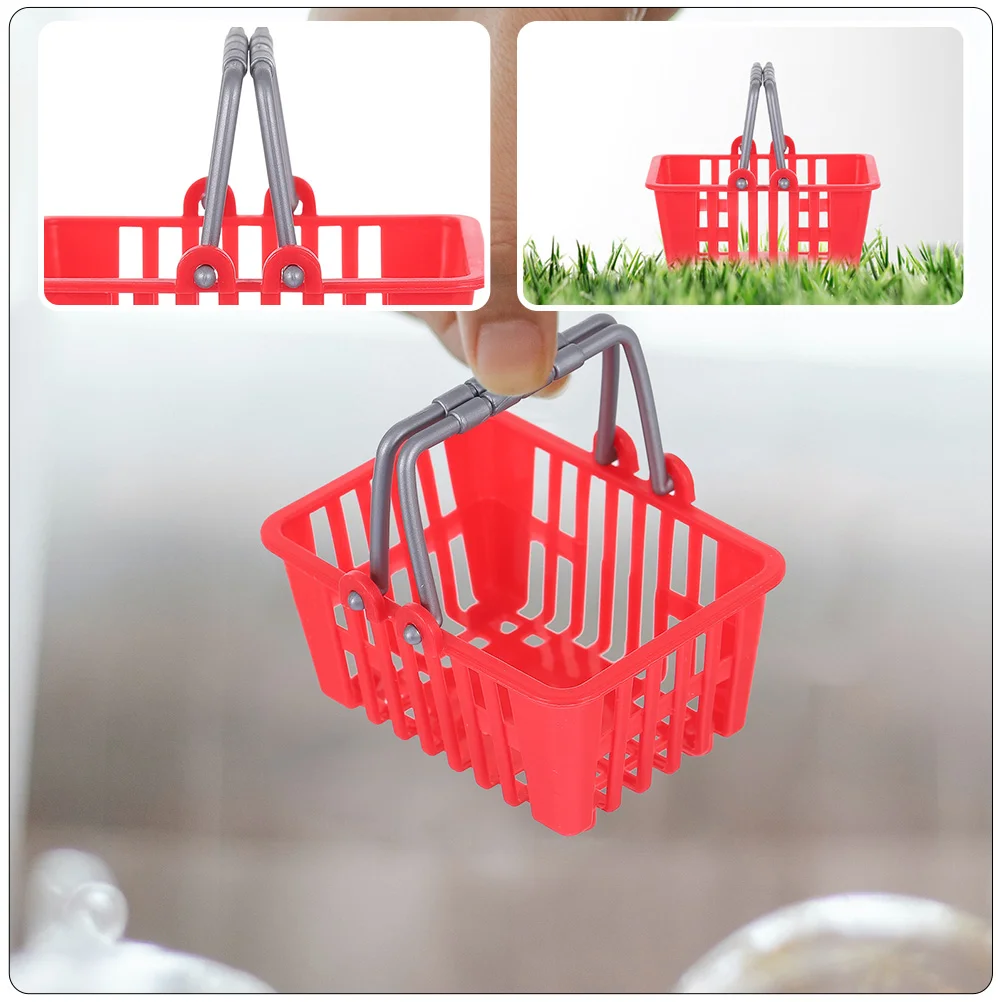 12 Pcs Mini Shopping Basket Toy Desktop Easter Eggs Storage Baskets Plastic House Baby with Handle Kids