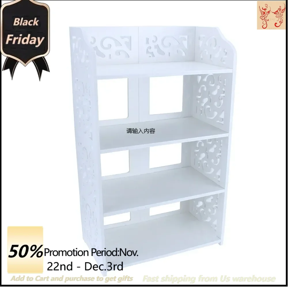 4-storey white hollow carved shoe rack-wood plastic storage cabinet-space-saving boots display rack Shoe Cabinets