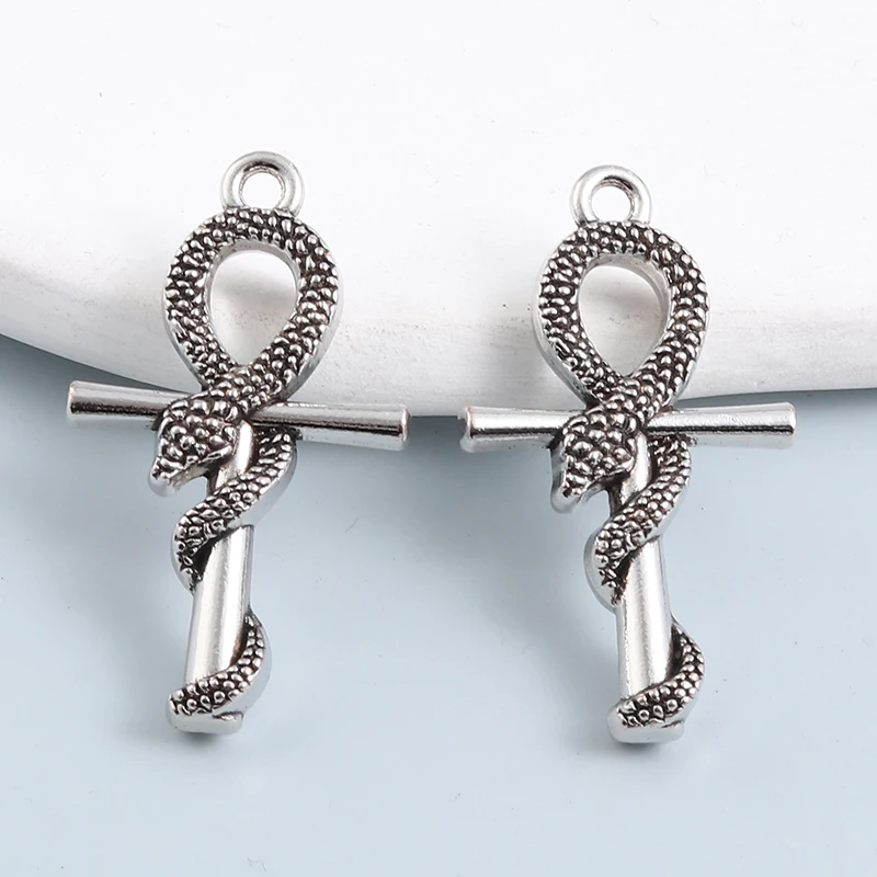 15pcs New Cross Alloy Charms Snake ciondoli religiosi per la realizzazione di accessori per gioielli fai da te fatti a mano risultati collana di artigianato