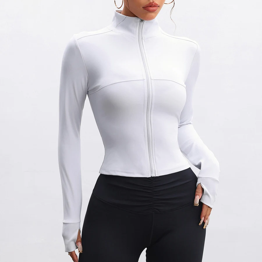 Seamless Sports Jacket Zippy Fitness Shirt Women Long Sleeve Yoga Tops Running Workout Gym Coat Fitness Clothing Activewear