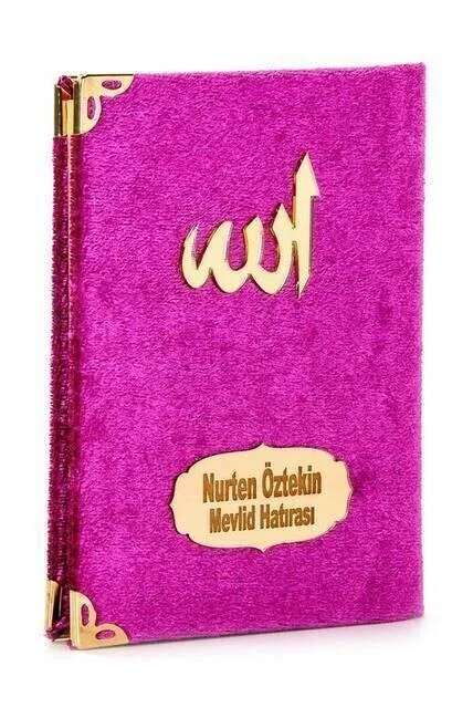 

Economical Velvet Coated Yasin Book - Name Special Plate-Pocket Size-Pushhya Color - Mevlit Gift