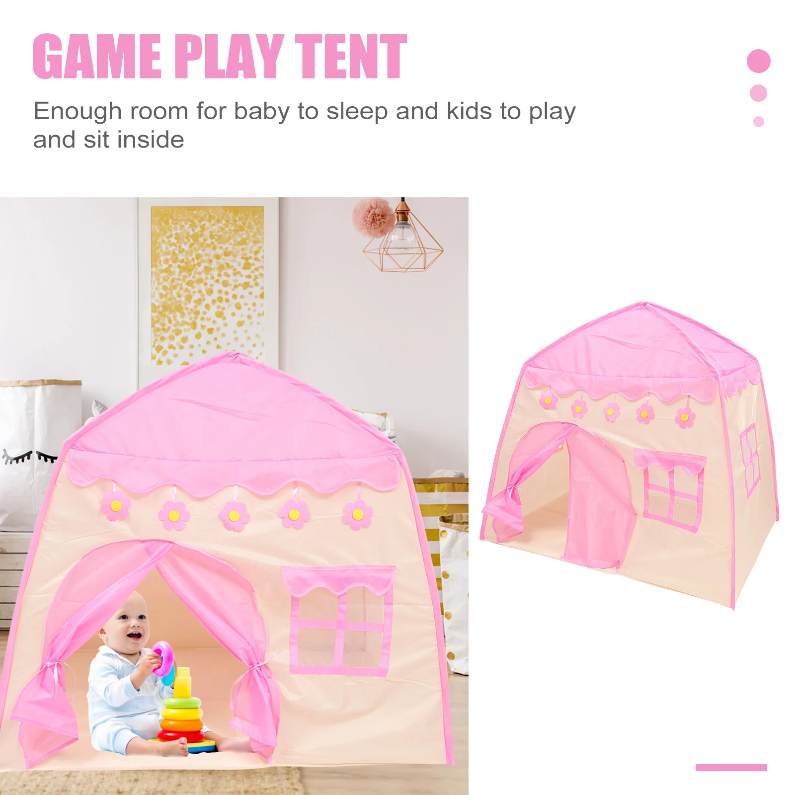 Children Playhouse Portable Kids Tent Indoor Prince Castle Foldable Tent (Pink) game play tent kids playhouse