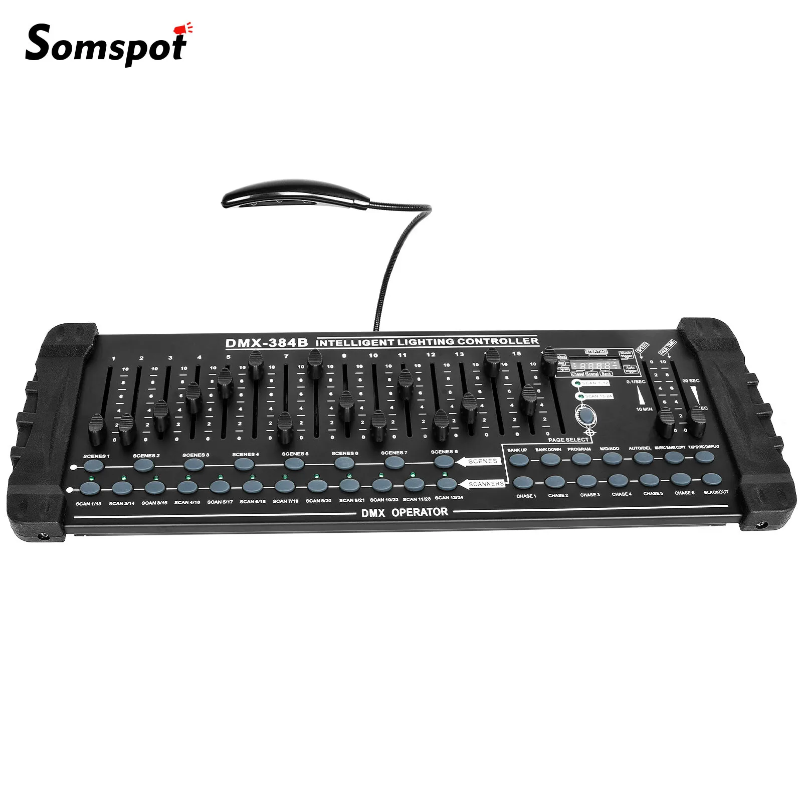Somspot DMX512/1990 Standaardcontroller Zwart DMX- en MIDI-operator 384 kanalen DMX-console Podiumlichtcontrollers voor discobar