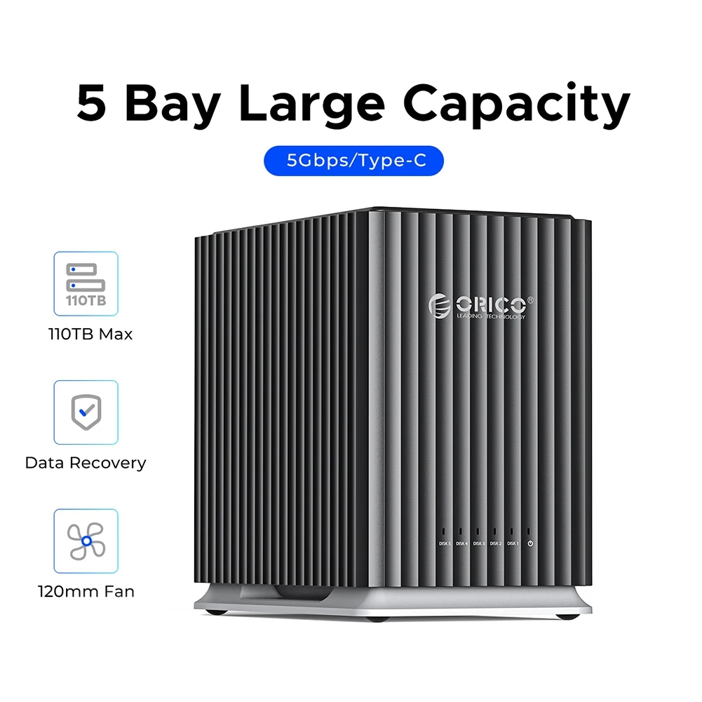 HDD Docking Station 5 Bay Personal Storage Hard Disk Cabinet Xternal Multi Bay Hard Disk Compartment US Plug