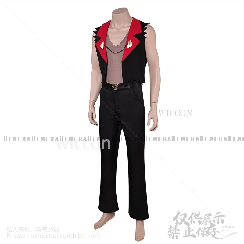 

Anime Helluvaaa Cosplay Boss Costume Satan Sleeveless Top Pants Devil Suit For Halloween Christmas Party Roleplay Customized