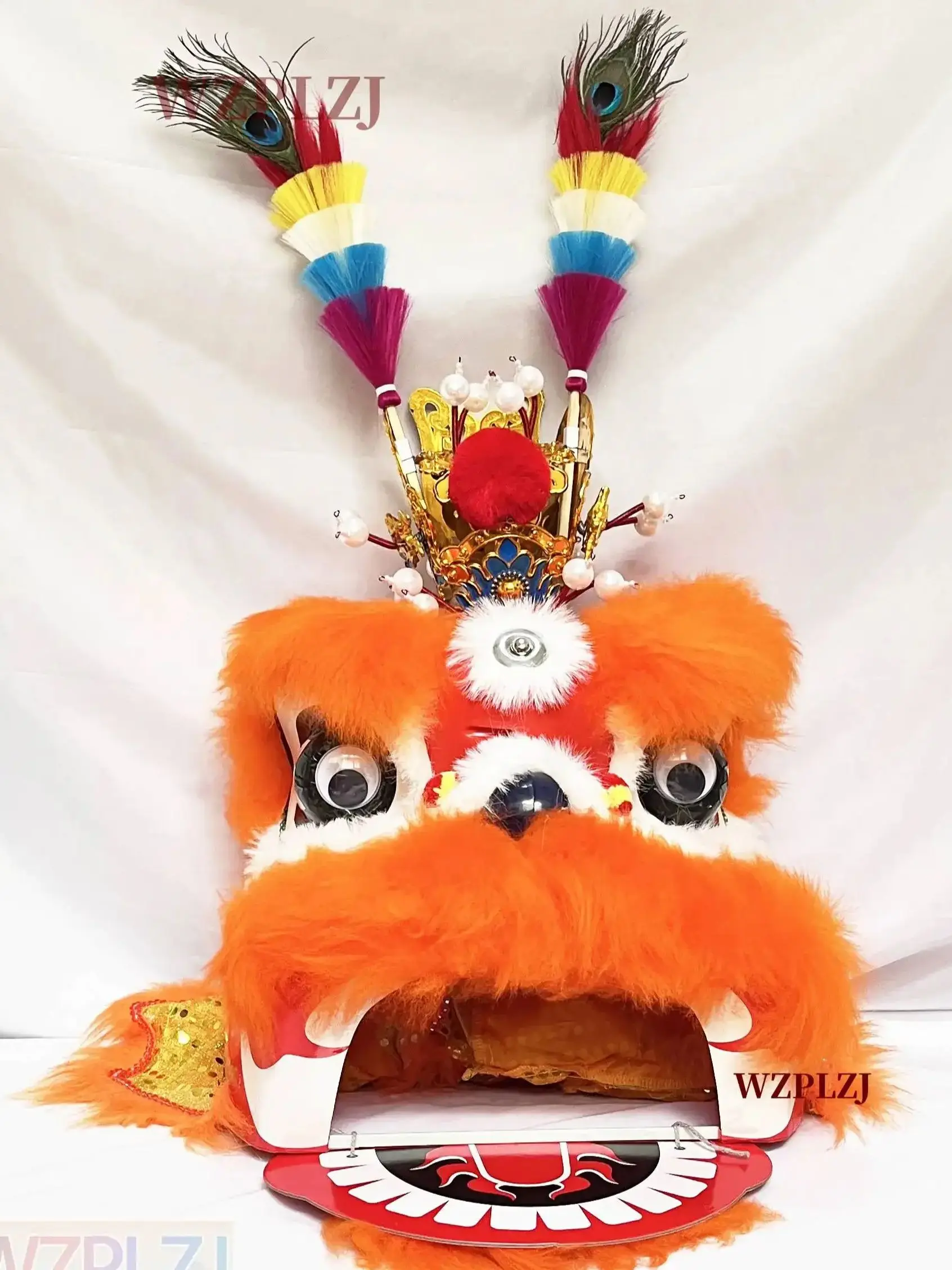 

14 inch 5-12 Age Lion Dance Costume Head crown monkey king feather Festival Carnival Toy Party Game Cartoon Stage Props Parade