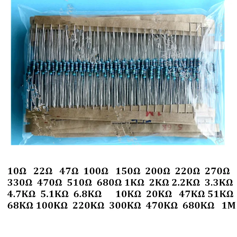 

30 types value metal film resistor packs 10Ω /22Ω /47Ω /150Ω /200Ω /270Ω /330Ω /470Ω/680ΚΩ/1M And so on