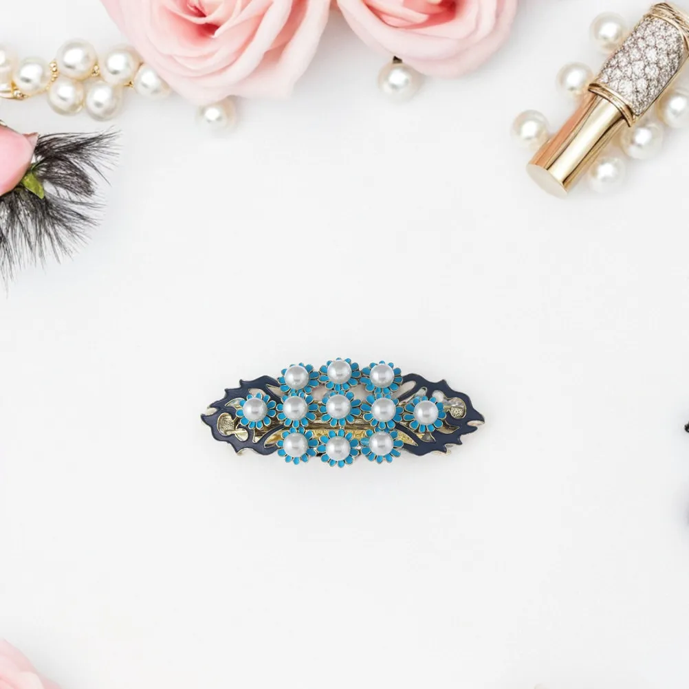 Handmade Chinese Traditional Hairpin Floral Pearl Decor Retro Spring Barrette for Women Wedding Party Elegant Hairstyle