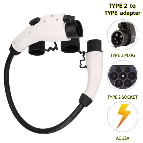 Duosida-EVSE SAE J1772 EV 어댑터 타입 1-2 플러그 EV 충전기 어댑터 커넥터, 0.5m 16A 32A SAE J1772 전기 자동차 차량