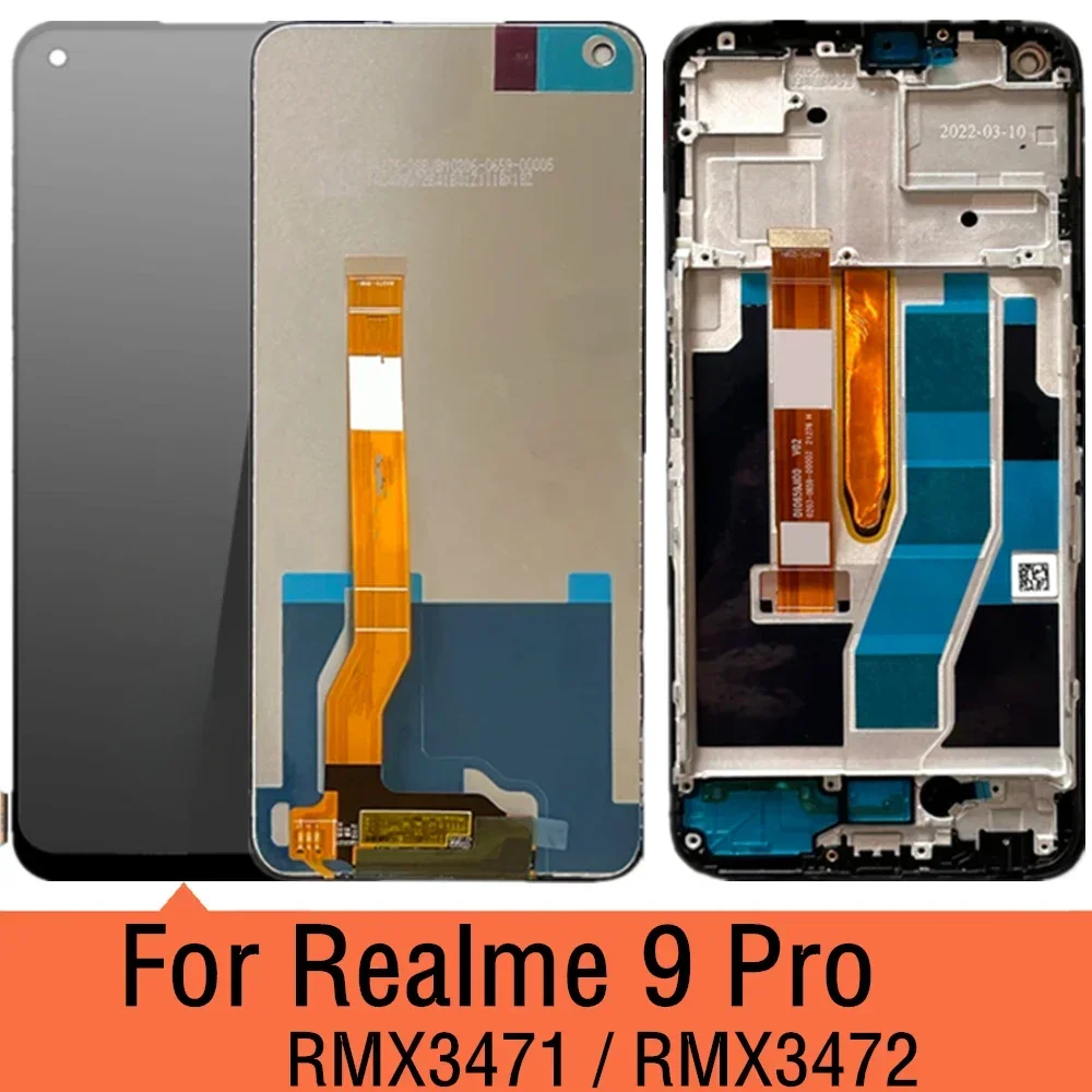 For Oppo Realme 9 Pro 9Pro LCD Frame Display Screen Touch Screen Panel Digitizer For Realme9 Pro RMX3471 RMX3472 LCD