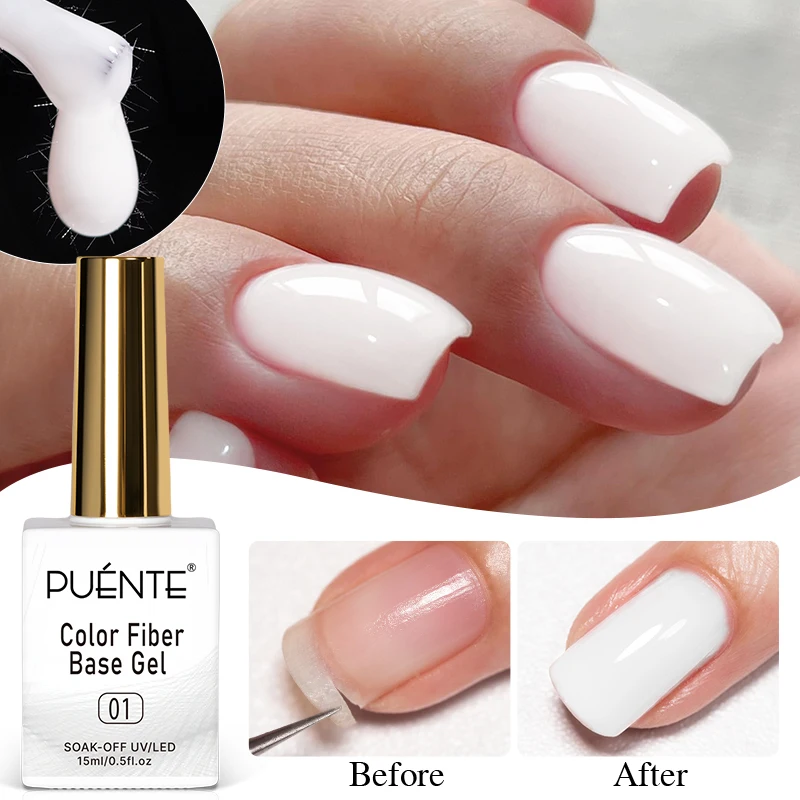 PUENTE 15ML Color Quick-Build Fiberglass Base Gel Nail Polish For Broken Nails Strengthen Construction Soak Off UV Nail Varnish