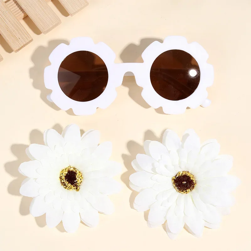 

ncmama 3Pcs/set Sweet Girls Headwear Glasses Sunflower Hair Clips Sunglasses for Chlidren Solid Flower Hairpin Hair Accessories