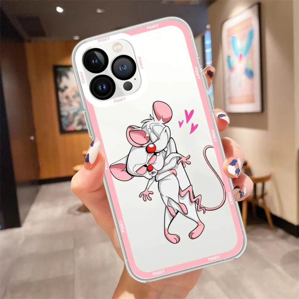 Cartoon Pinky and the Brain Phone Case For iPhone 11 12 Mini 13 14 15 Pro Max Transparent Shell