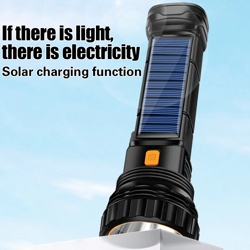 Linterna LED Solar multifunción, linterna para exteriores de largo alcance, Banco de energía de emergencia, linterna Solar LED