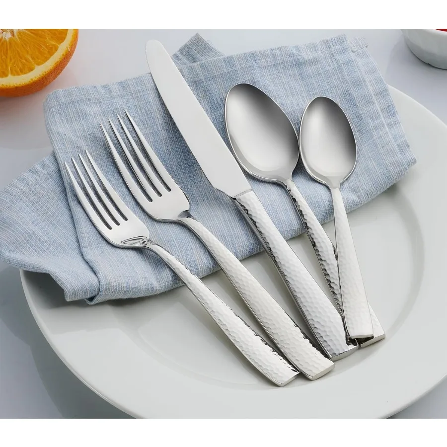20 قطعة من الفولاذ المقاوم للصدأ المطروق 18 10 خدمة أدوات المائدة الفضية لمجموعة 4 20 قطعة
