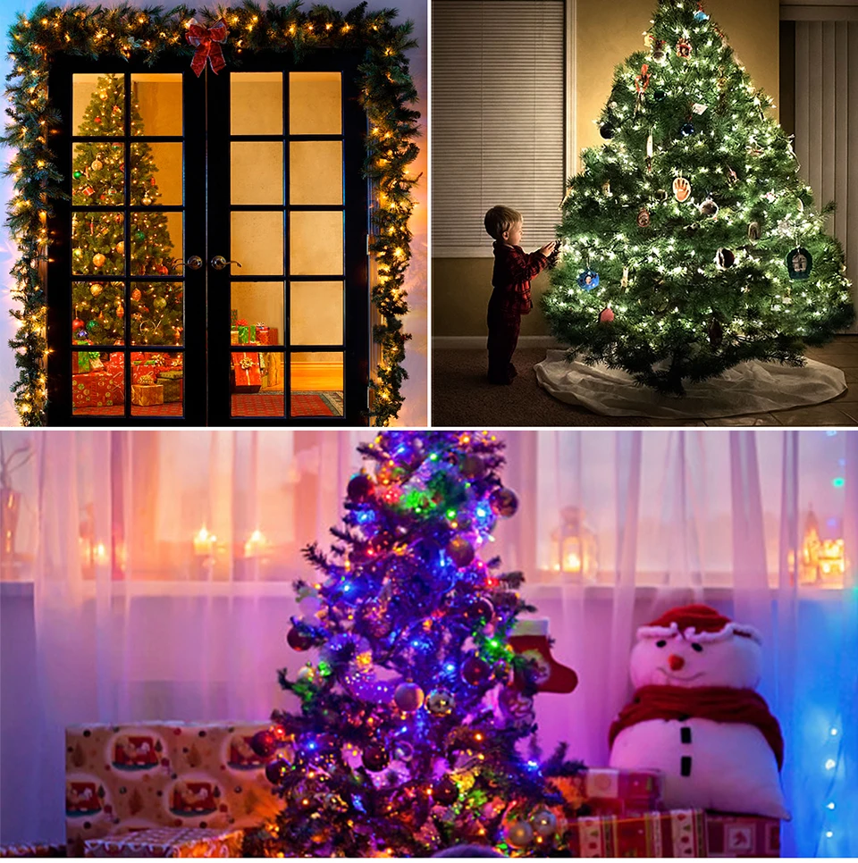 Energy Saving LED Outdoor Garden String Lights 10M 20M 30M 50M 100M Solar/EU/US Plug Charging LED Christmas Lawn Luminous Lamp