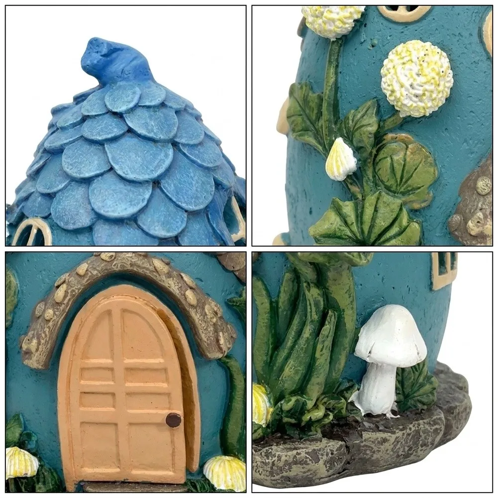 Resin Solar Powered Cottage Light for Outdoor Garden Decoration with Polycrystalline Panel and Dusk-to-Dawn Operation