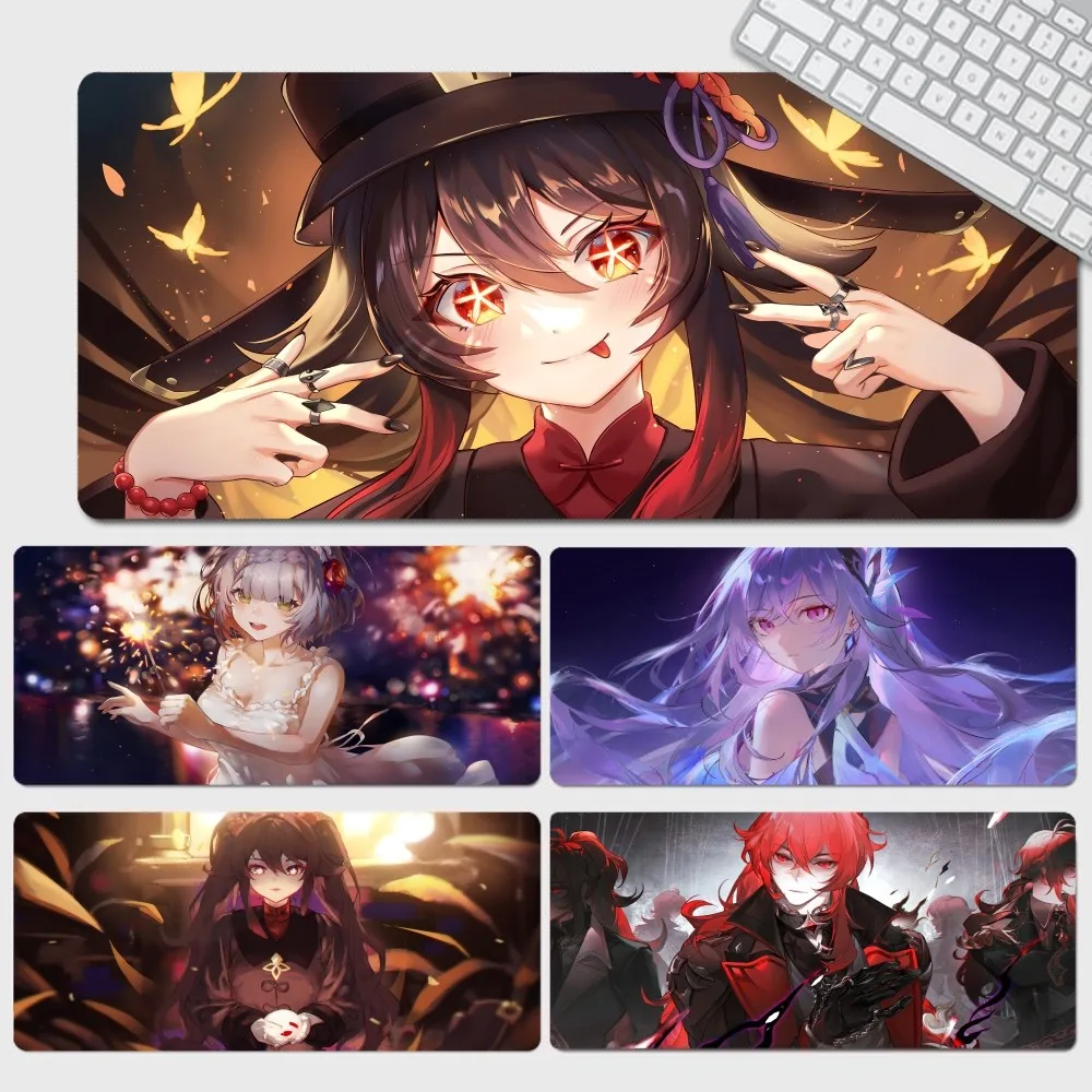 Genshin Impact 80x30cm XL Lockedge Thickened Mouse Pad Oversized Gaming Keyboard Notebook Table Mat For Teen Girls Bedroom