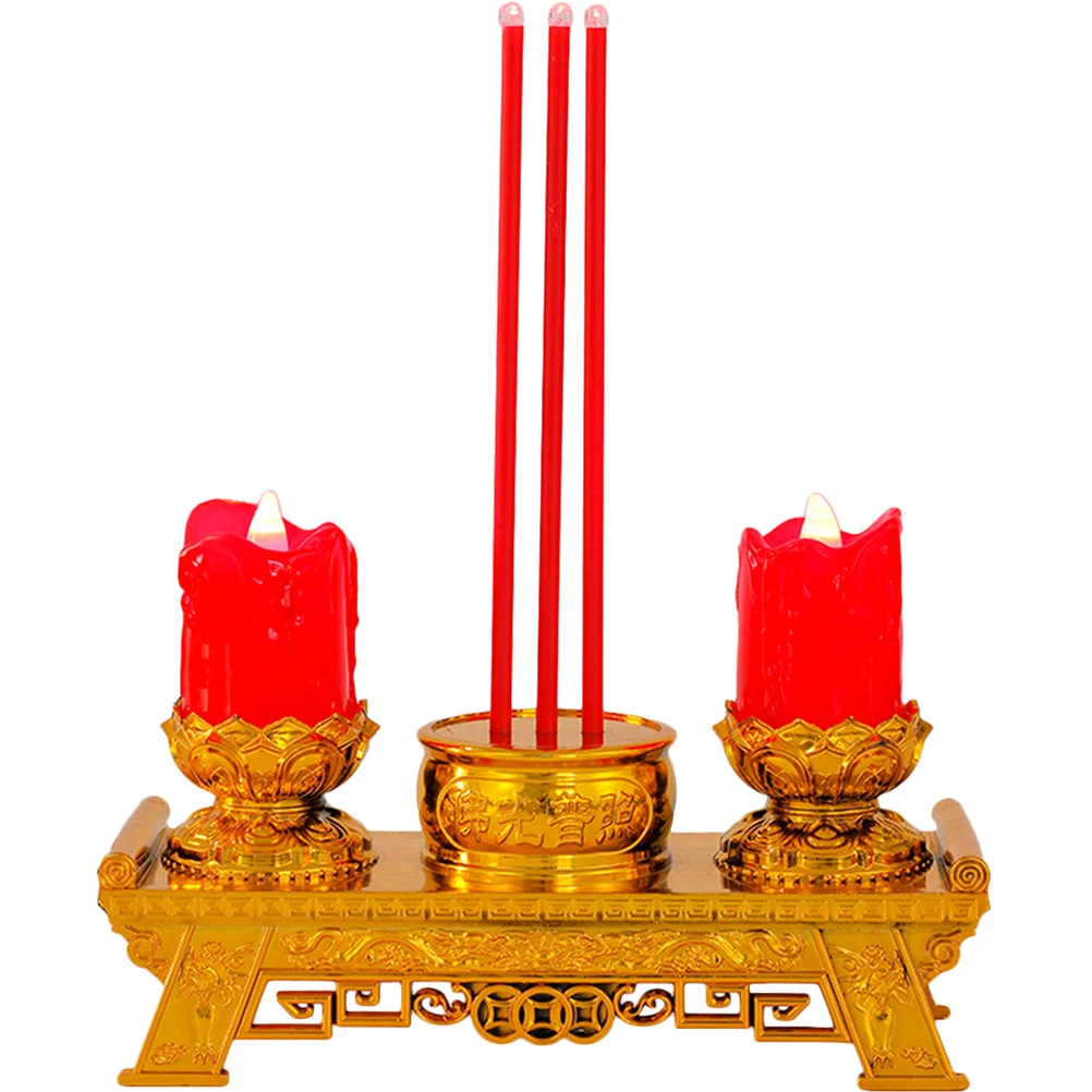 1pcs Worship Lamp Electric Fake Ancient Chinese Style Light Ornament For Meditation Tea Light Lantern Led