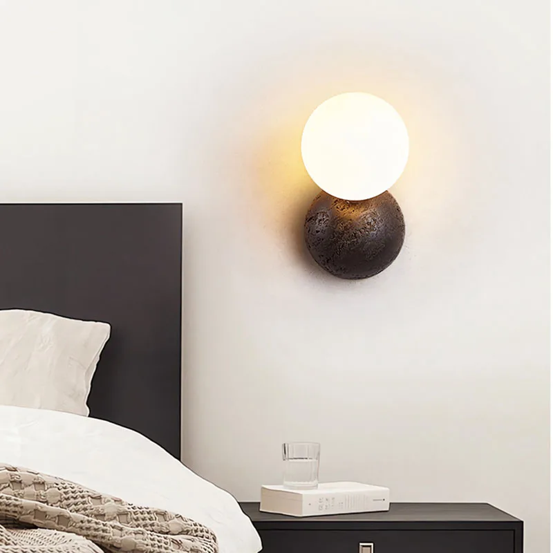 Black Hole Stone Wall Headboard Nordic Designer Corridor Modern Minimalist Living Room Sconce Light Bedroom Background