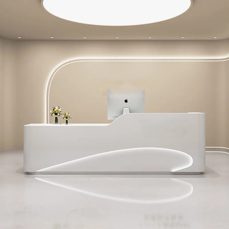 

Designs Display Reception Desk Clinic Hotel Luxury Beauty Standing Reception Desk Mobile Recepcion Commercial Furniture HDH