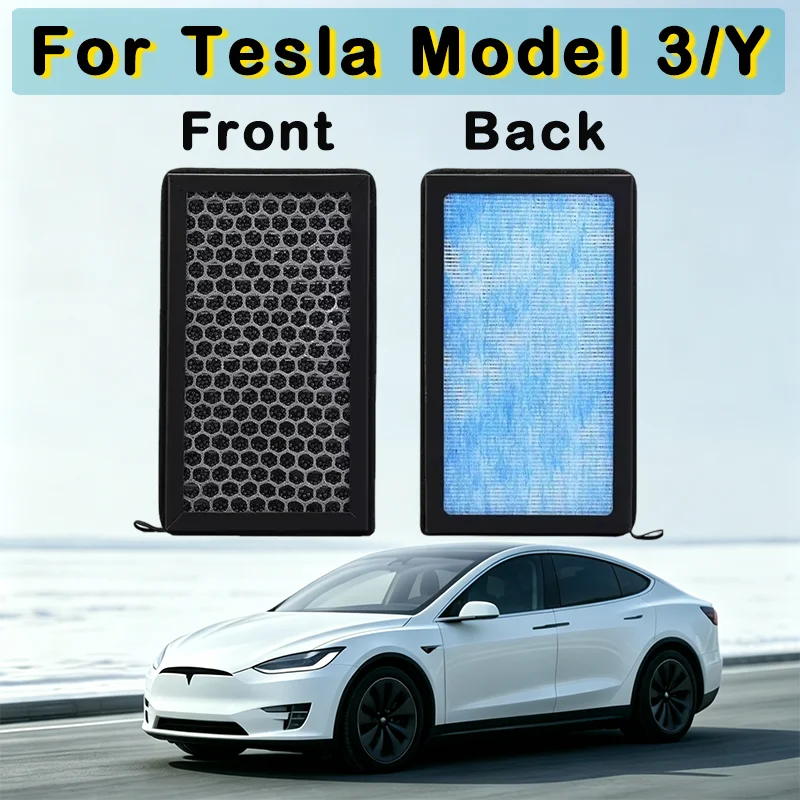 Image of 2 Stück für Tesla Model 3/Y HEPA N98 Kohlenstoff-Aktivluftfilter PM2.5 Kabinenfilter Ersatz Autoteile