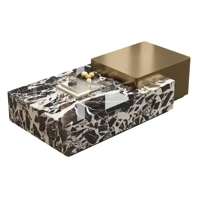 

Marble high-end coffee table living room household large apartment light luxury high-end villa square coffee table