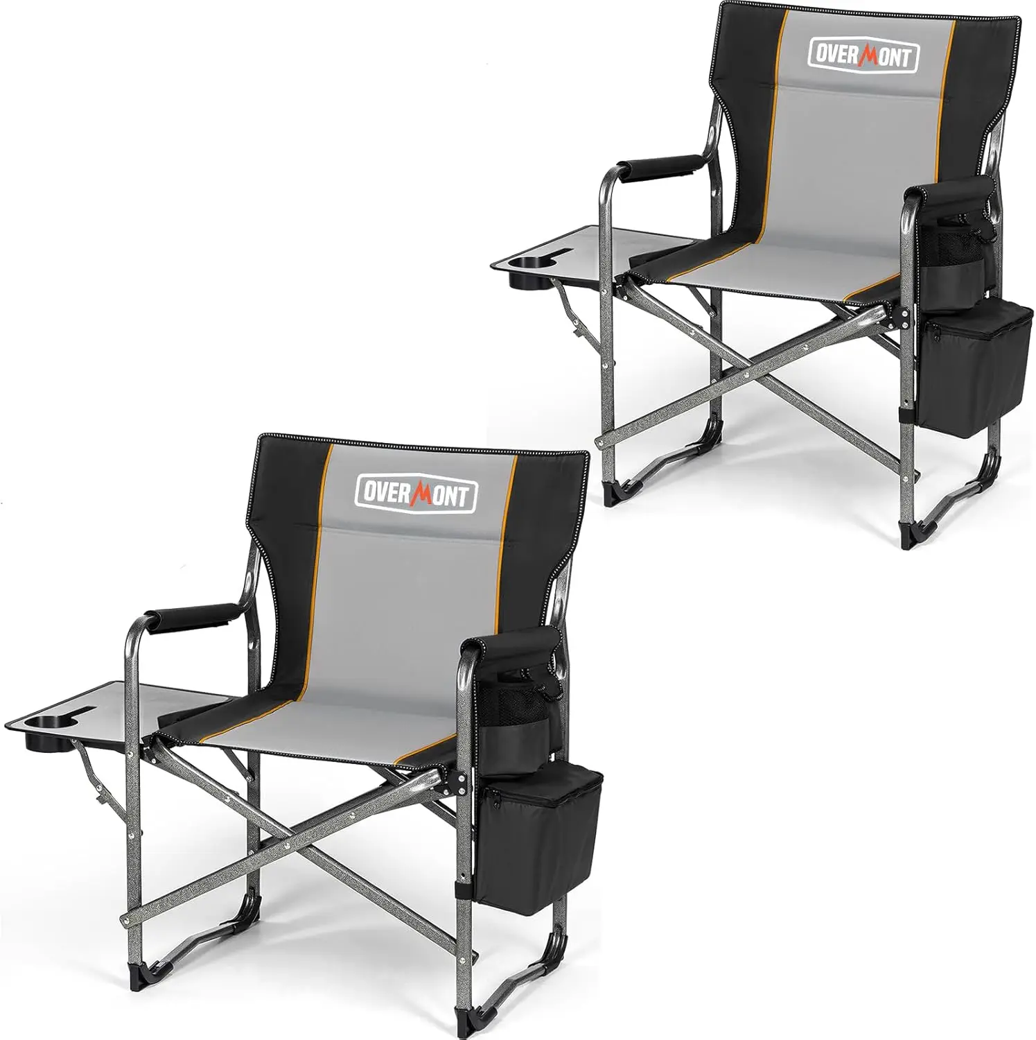 

Lightweight Camping Chair - Comfortable Heavy Duty Foldable Directors Chairs with Side Table & Cooler Bag for Outside Camp