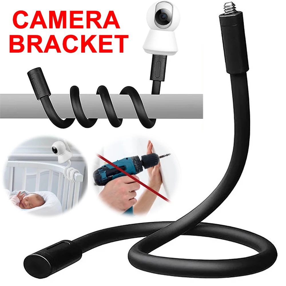 Universal 1/4 Screw Hose Baby Monitor Bracket No Punching Flexible Twist Webcam Camera Holder Mount for Home Office Bedroom Crib