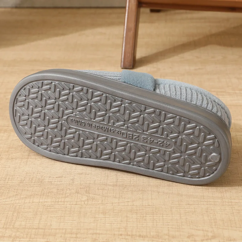 Herren-Winterhausschuhe in Übergröße, Warme Baumwoll-Pantoffeln mit Plüschfleece-Futter, Dicke Sohle, Rutschfeste Indoor-Schuhe – Detail 13