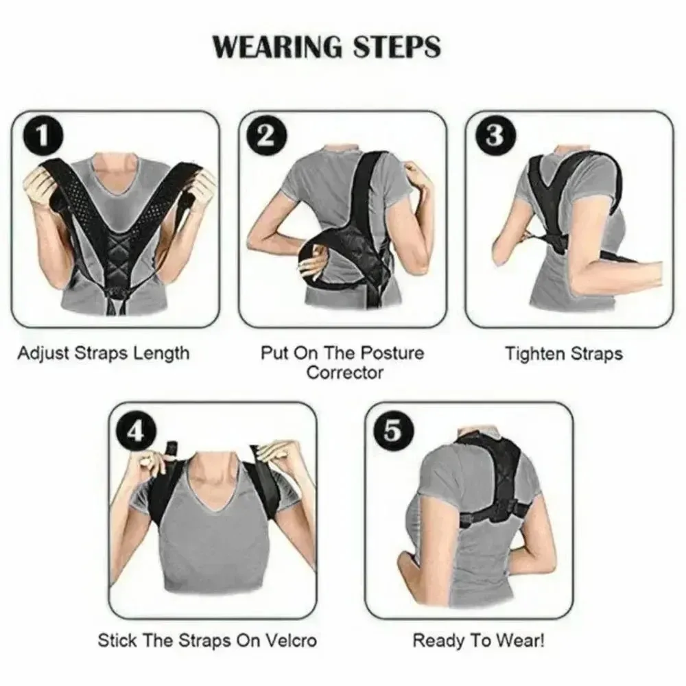 Professional Posture Corrector Neck & Back Pain, Adjustable Upper Back Brace Support Men & Women, Clavicle Shoulder Lumbar Belt - view 4