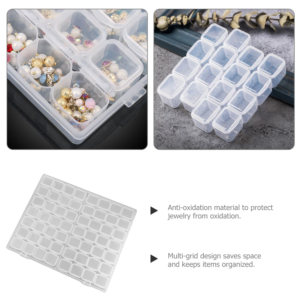 

28 Grids Jewelry Storage Box Clear Earring Organizer Compact Portable Multi Compartment Accessories Holder for Beads PP Material