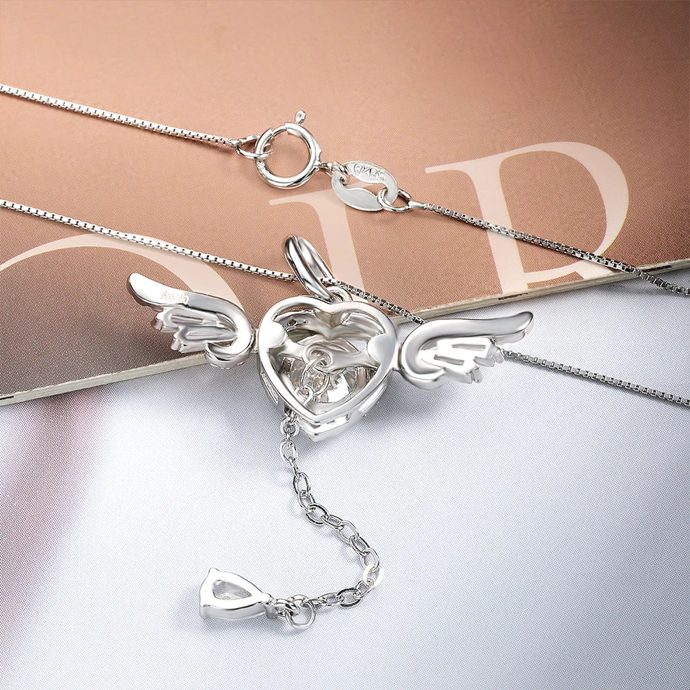 Serenity 1ct D Color Moissanite Necklace for Women Gift 100% 925 Sterling Silver Sparkling Diamond Angel Move Pendant Neck Chain view 4