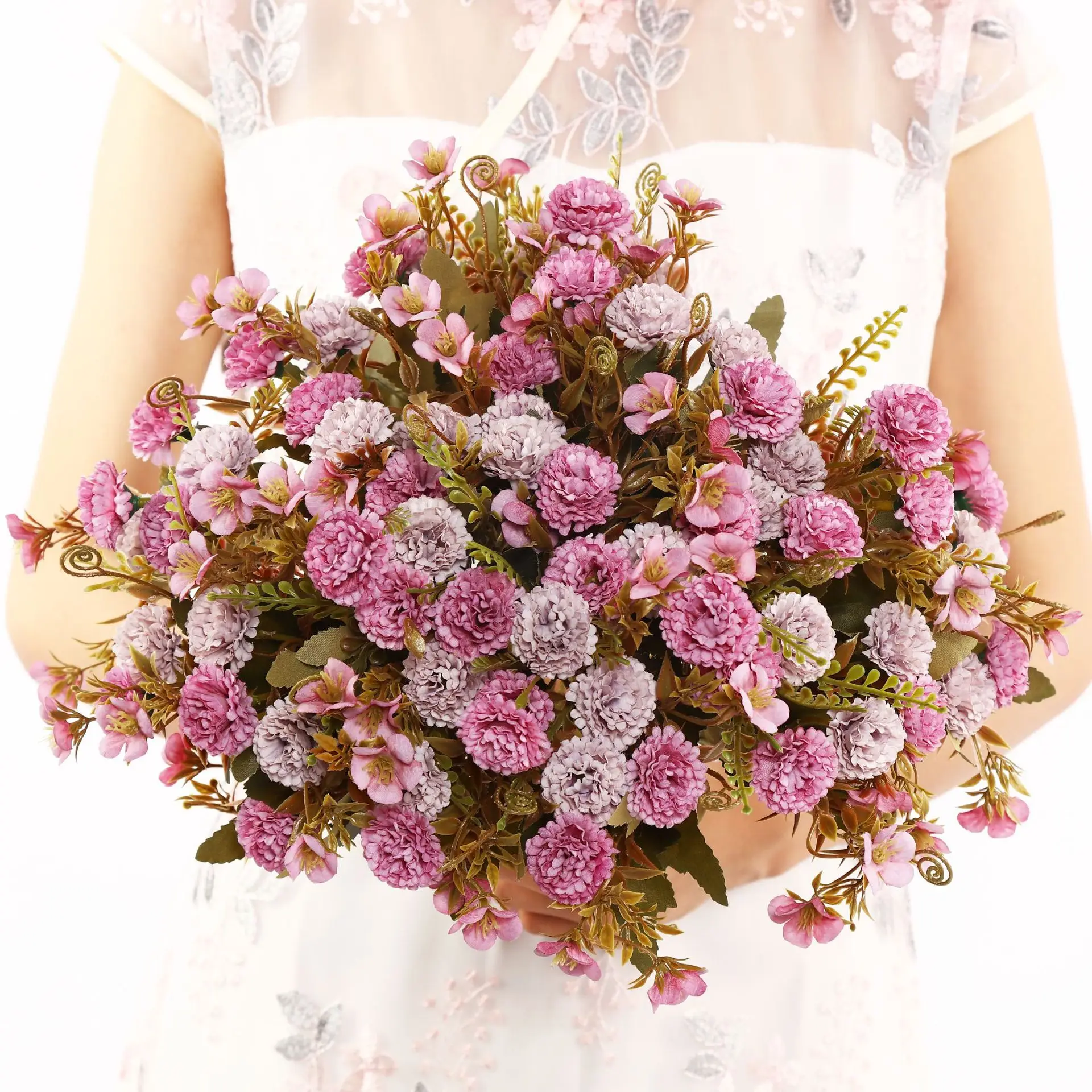 

11 flower heads 1 bunch European-style small lilac carnation artificial flowers wholesale home photography soft decoration handm