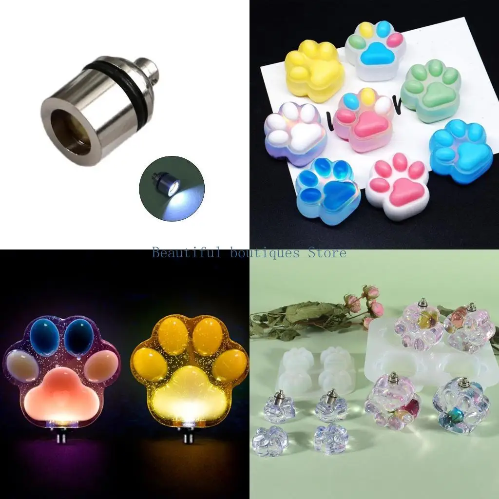 U4LF Love Heart for Cat Paw Light Bulb UV Crystal Epoxy Mold Keychain Pendant Resin Silicone Mould DIY Crafts Ornaments Casti